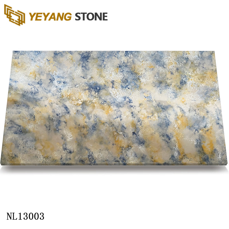 Van Gogh Blue Luxury Quartz Slab for Artistic Space NL13003