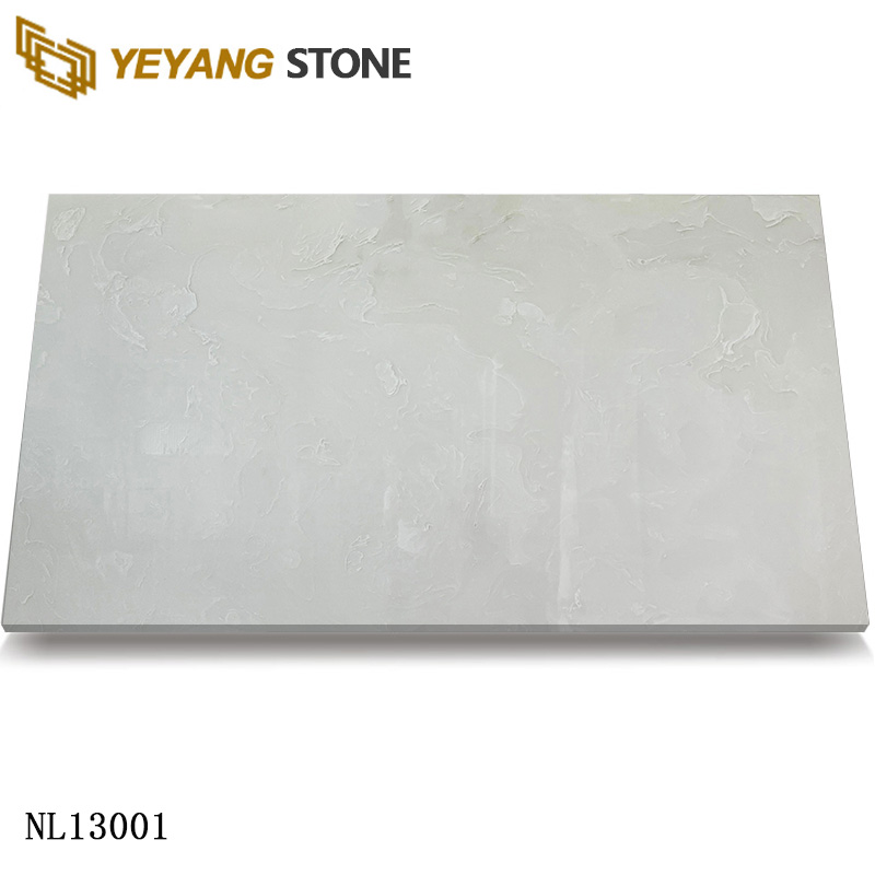Elegant Jade White Quartz Slabs for Modern Kitchens NL13001