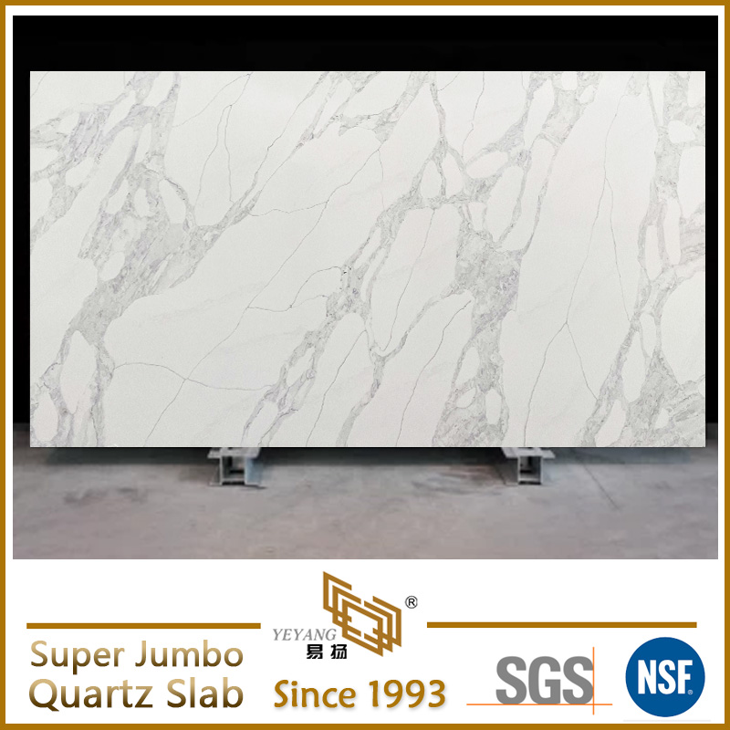 Premium Carrara White Quartz Bulk Super Jumbo Quartz Slab G7016-1