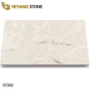 Soft Gold Vein Carrara Quartz Slab for Sophisticated Home Interiors NT382