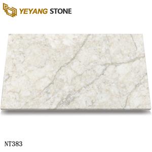 Subtle Veins Beige Carrara Quartz for Elegant Kitchen Islands NT383