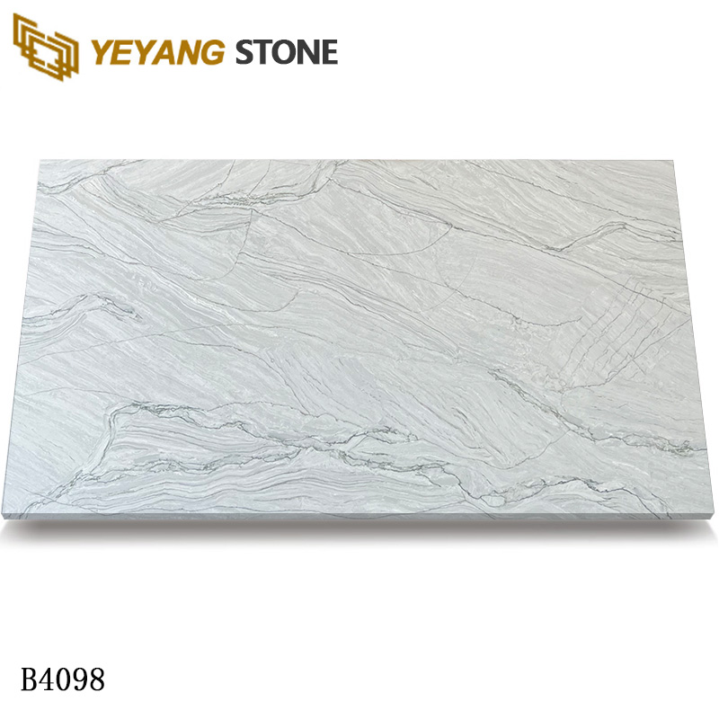 Natural-look Quartz Slab with Quartzite Veining for Residential Interiors B4098