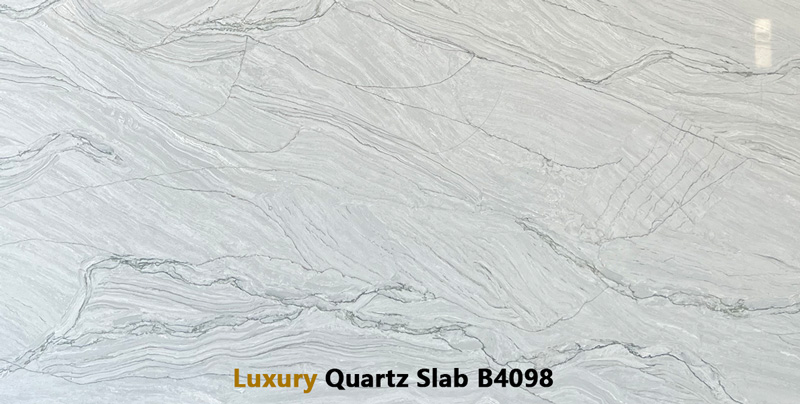 Natural-look Quartz Slab with Quartzite Veining for Residential Interiors B4098