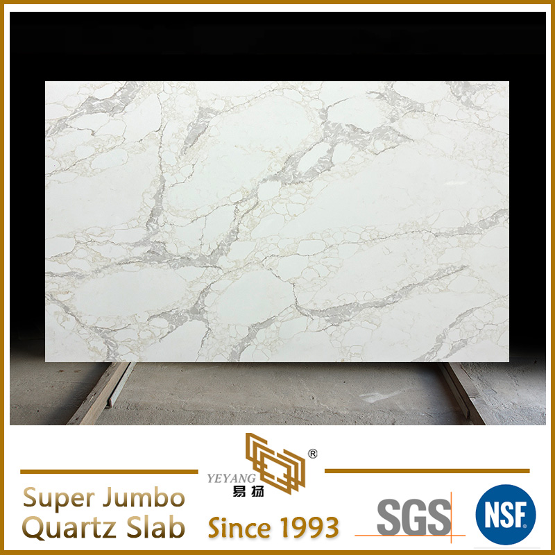 Meta Size Calacatta White Quartz Bulk Super Jumbo Quartz Slab NT494