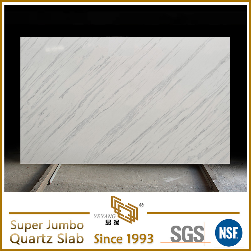 Calacatta 138*79 inches Customized Super Jumbo Quartz Slab NT489