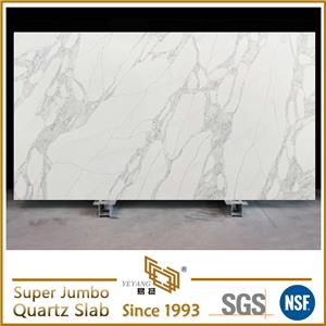 Premium Carrara White Quartz Bulk Super Jumbo Quartz Slab G7016-1