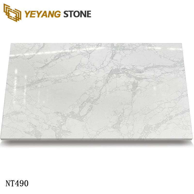 Bold Grey Veined Calacatta Quartz Slabs NT490