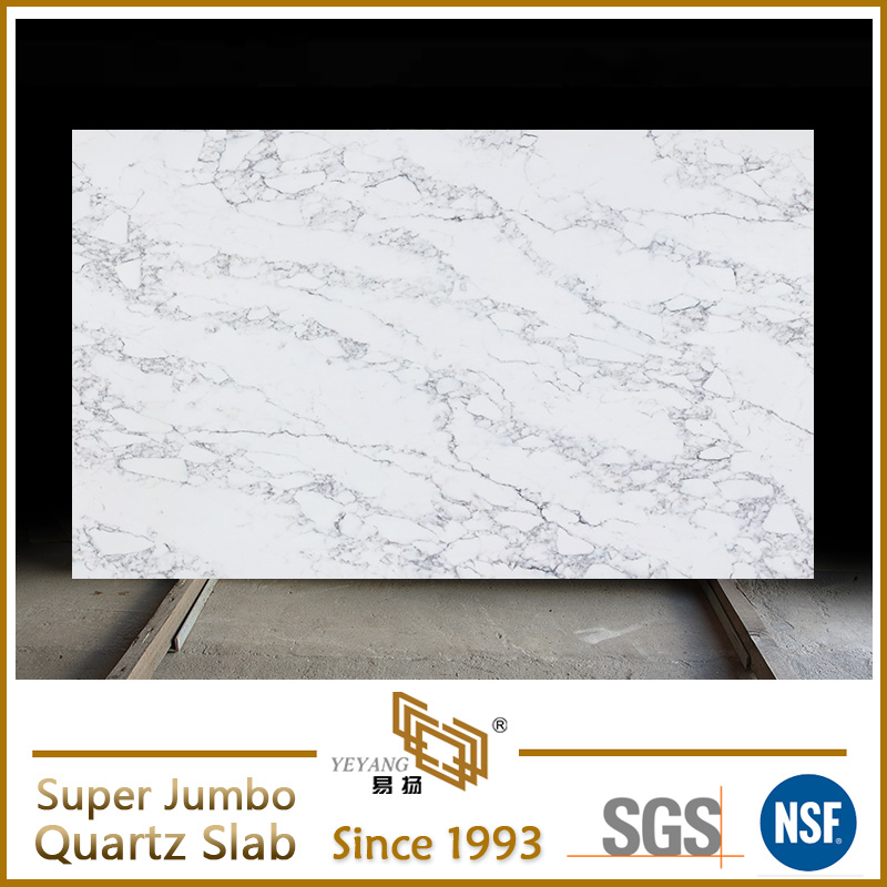Artificial Arabescato Marble-Look Quartz Super Jumbo Size Quartz Slabs