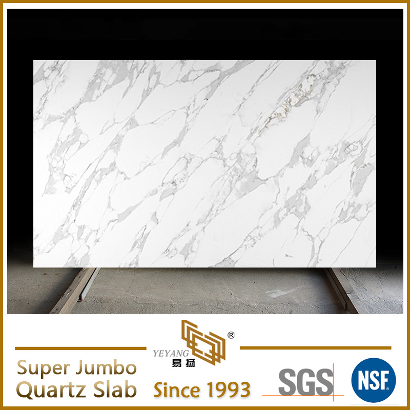138*79 Inches Engineered Stone Calacatta White Jumbo Quartz Slabs