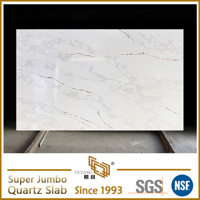 Super Jumbo Quartz Large Size Calacatta White Quartz Slabs