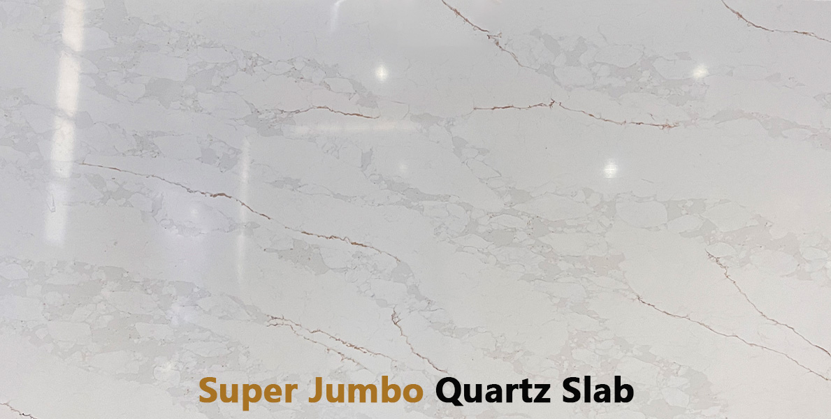 Super Jumbo Quartz Large Size Calacatta White Quartz Slabs