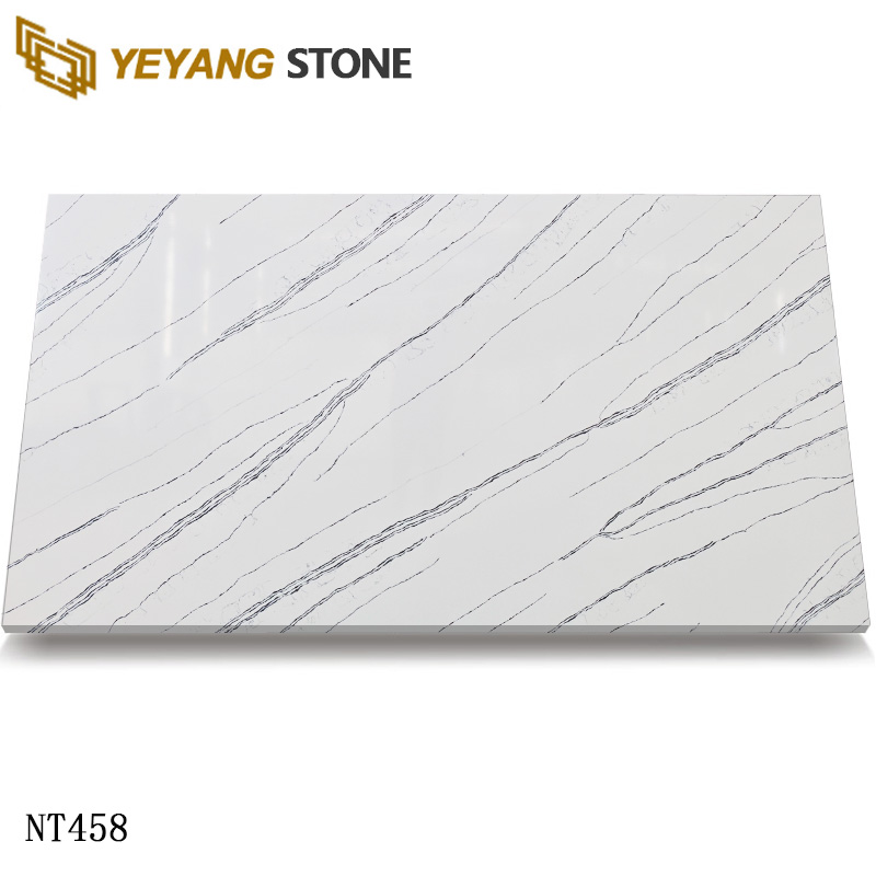 Engineered Linear Marble-veined Quartz Stone Slabs for Kitchen Countertops NT458