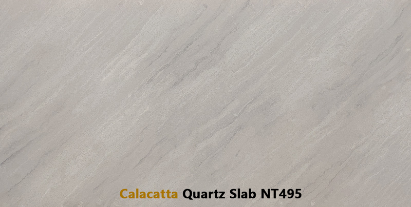 Calacatta Quartz Elegant Grey Quartz Slabs With White Veins NT495