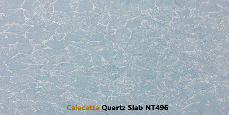 Designer-Style Blue Quartz Slabs for Wall Cladding NT496