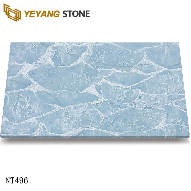 Designer-Style Blue Quartz Slabs for Wall Cladding NT496