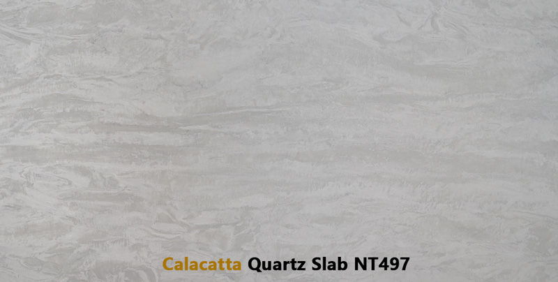 Subtle Vening Marble-Look Gray Quartz Slabs NT497