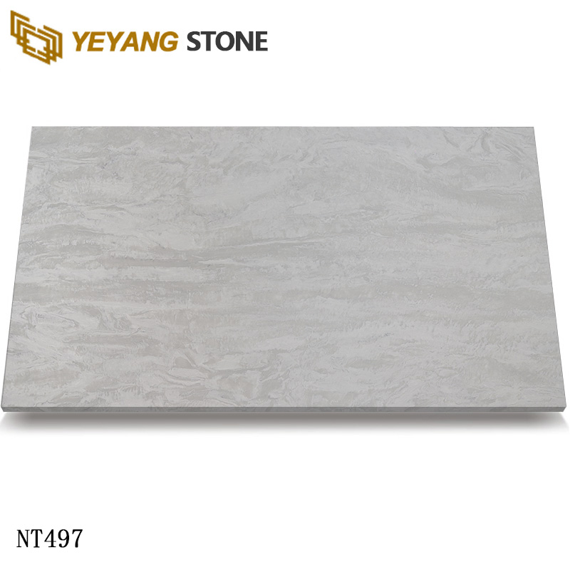 Subtle Vening Marble-Look Gray Quartz Slabs NT497