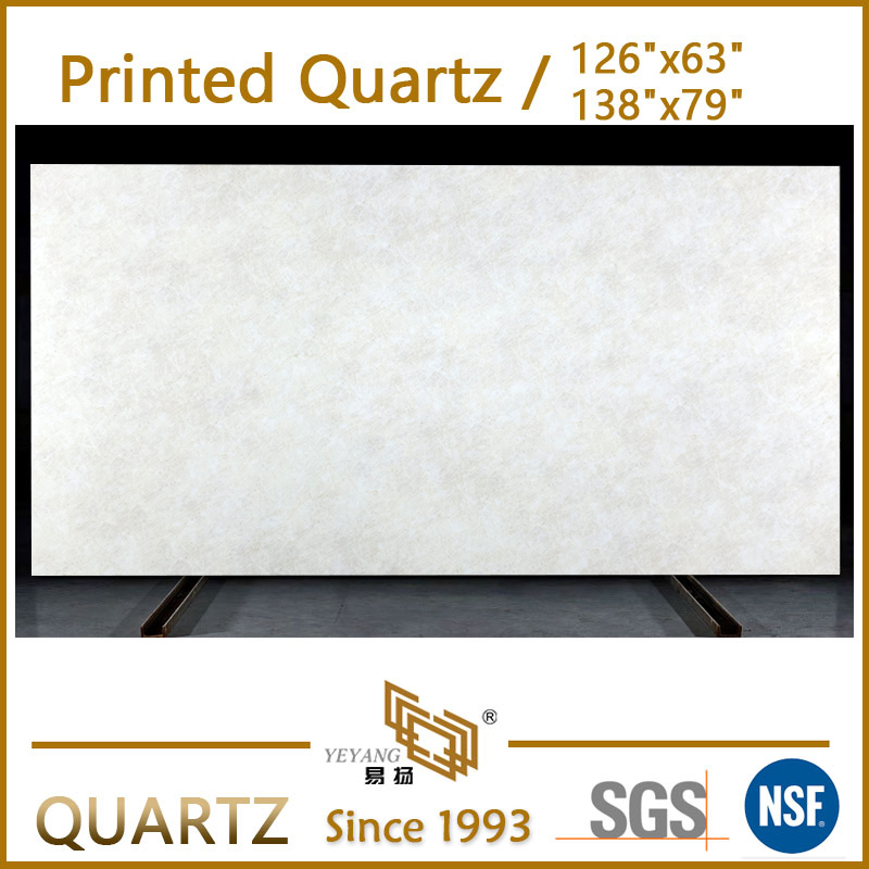 Jade-Like White Printed Quartz Slabs for Luxury Kitchen Counterops K11036S