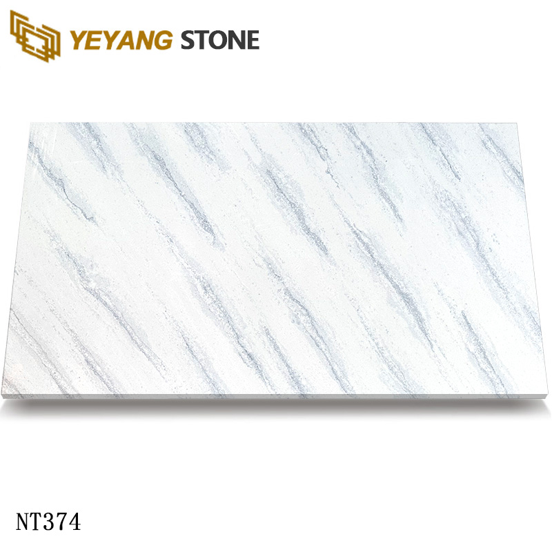 Calacatta Blue Veined Quartz Slabs for Quartz Countertops NT374