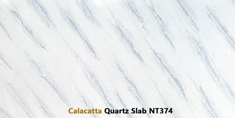 Calacatta Blue Veined Quartz Slabs for Quartz Countertops NT374