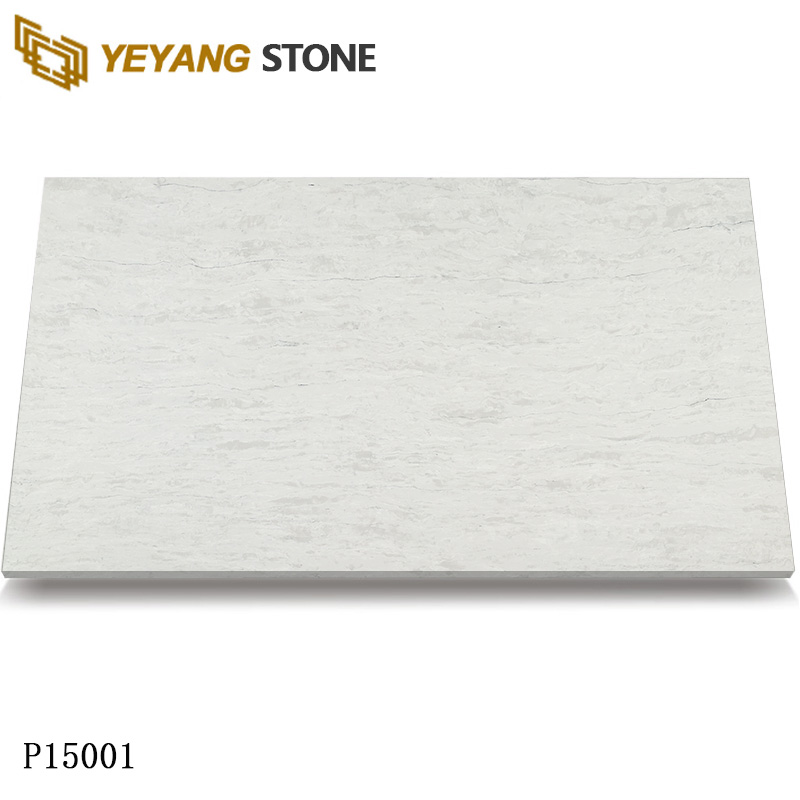 Beige Grey Quartz Slab for Countertops/Backsplashes/ Walls/Flooring P15001