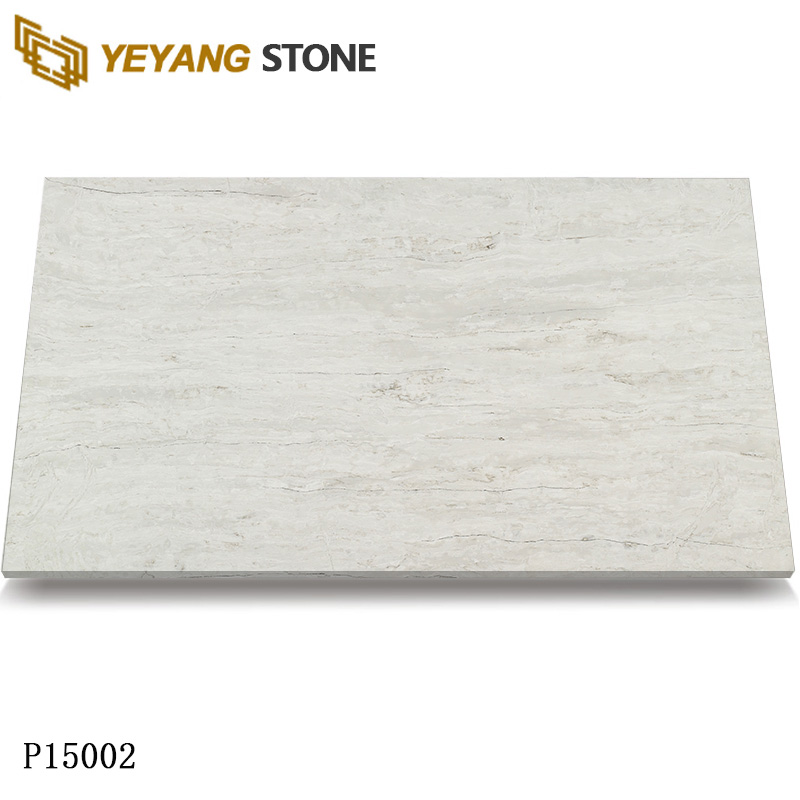 Marble-inspired Beige Quartz Slabs for Residential/Commercial Spaces P15002