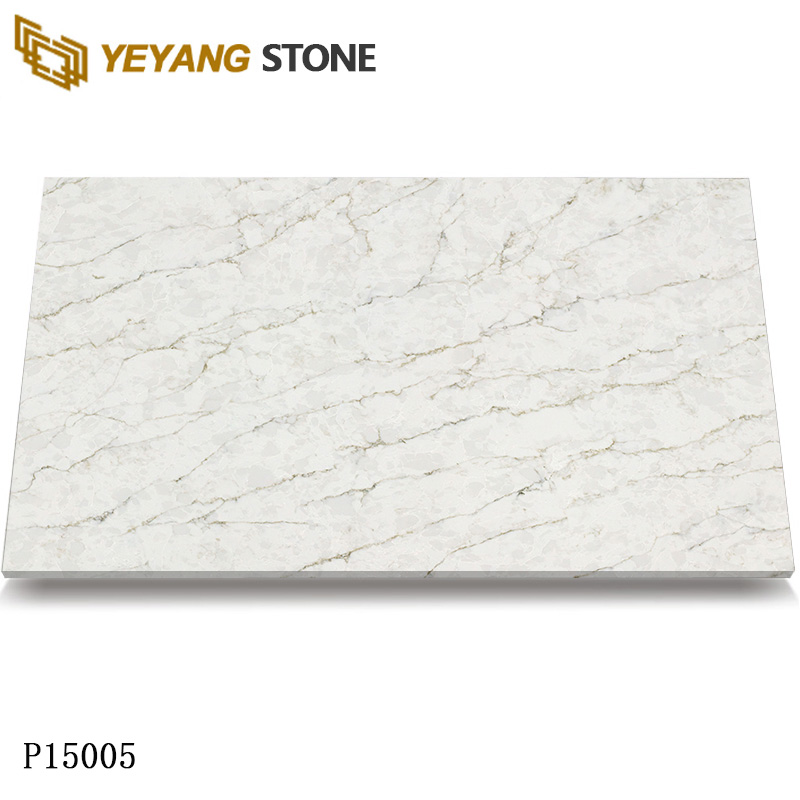 White Engineered Quartz Slabs for Interior/Wall slab/Tile/Countertop/Stair P15005