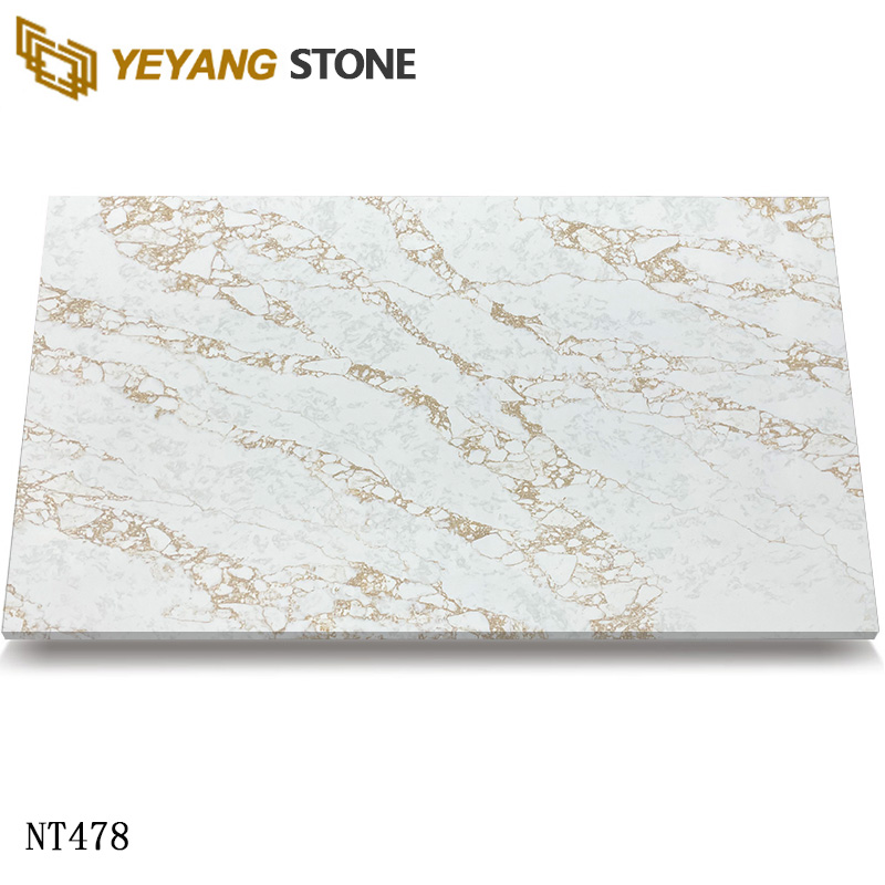 Golden Veins Arabescato Marble-look Quartz Stone for Engineered Project NT478
