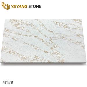 Golden Veins Arabescato Marble-look Quartz Stone for Engineered Project NT478
