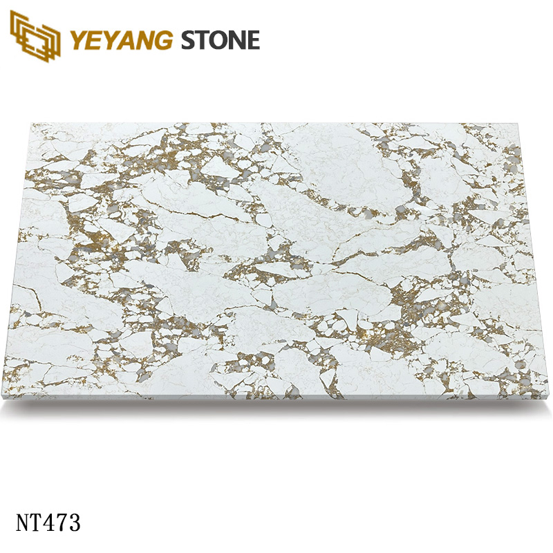 Grey Wavy Veins White Calacatta Quartz Stone Slab