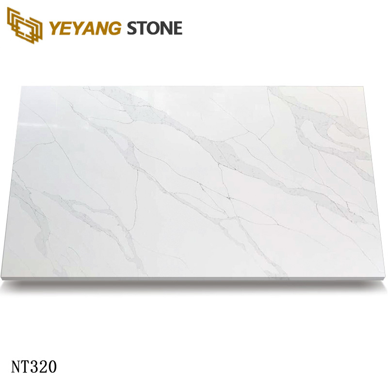 Quartz Engineered Stone Countertops With Flowing Marble Veins