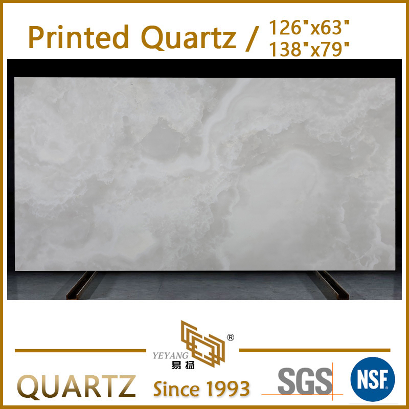 Luxury Blue Printed Quartz Slabs with Bold Gold Veins