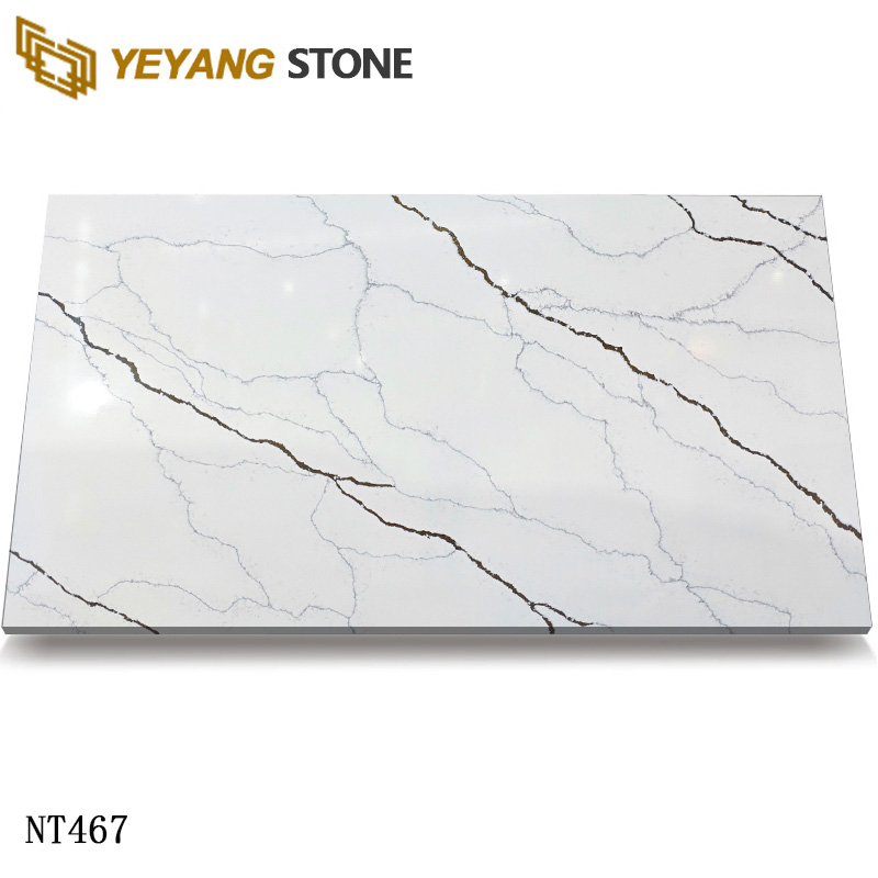 Organic Brown Veins Clacatta Quartz Slab for Vintage Interior NT467