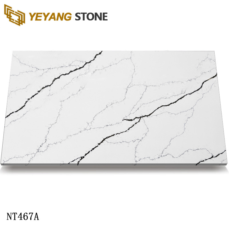 Organic Brown Veins Clacatta Quartz Slab for Vintage Interior NT467