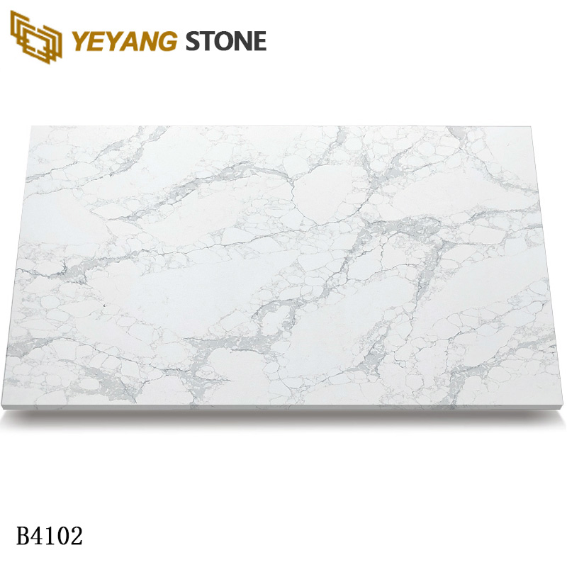 Beige Veining Marble-Look Quartz Slab for Engineered Project