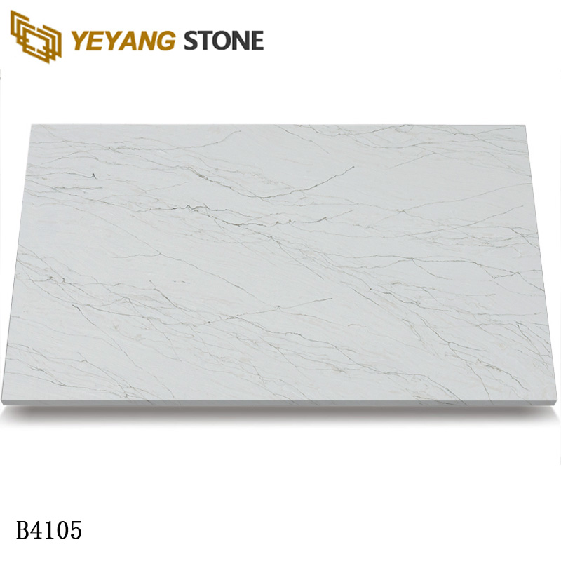 Travertine-Look Engineered Quartz Slab with Linear Veins