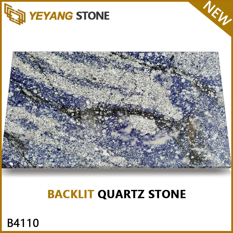 Translucentt Luxury Stone Look Blue Quartz Slab for Bar Top