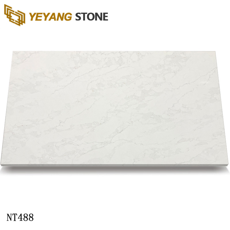 Engineered Stone Calacatta White Quartz Slabs with Diagonal Grain