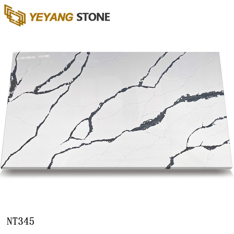 Warm Tone Brown Veining Calacatta Quartz Slabs