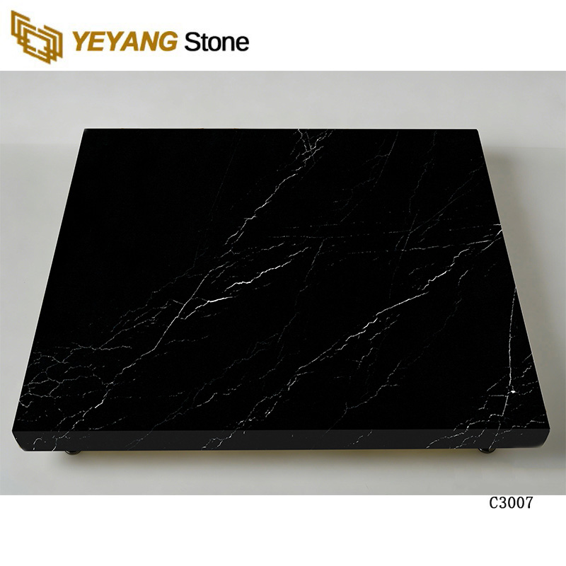 Artificial Sparkle Calacatta Black Quartz Slab For Floor Tiles