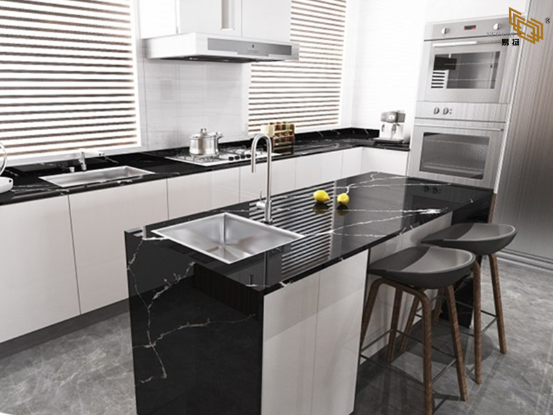 Calacatta Black Quartz Slab Engineered Kitchen Quartz Countertops