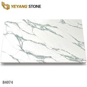 Luxury Green Veining Calacatta Quartz Engineered Quartz Wall