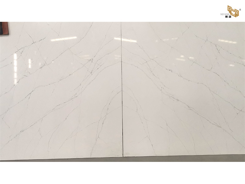 Modern White Calacatta White Quartz With Grey Linear Veins