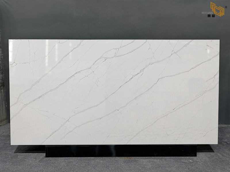 Modern White Calacatta White Quartz With Grey Linear Veins