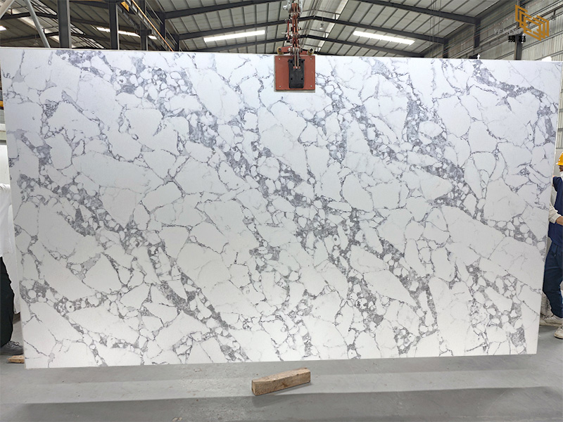Arabescato Marble-Look Quartz Slabs for Calacatta White Quartz Countertop