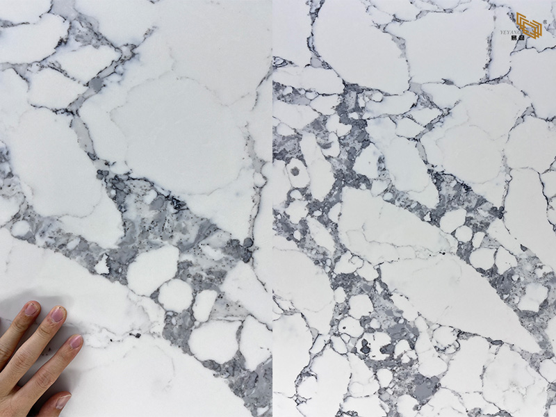 Arabescato Marble-Look Quartz Slabs for Calacatta White Quartz Countertop