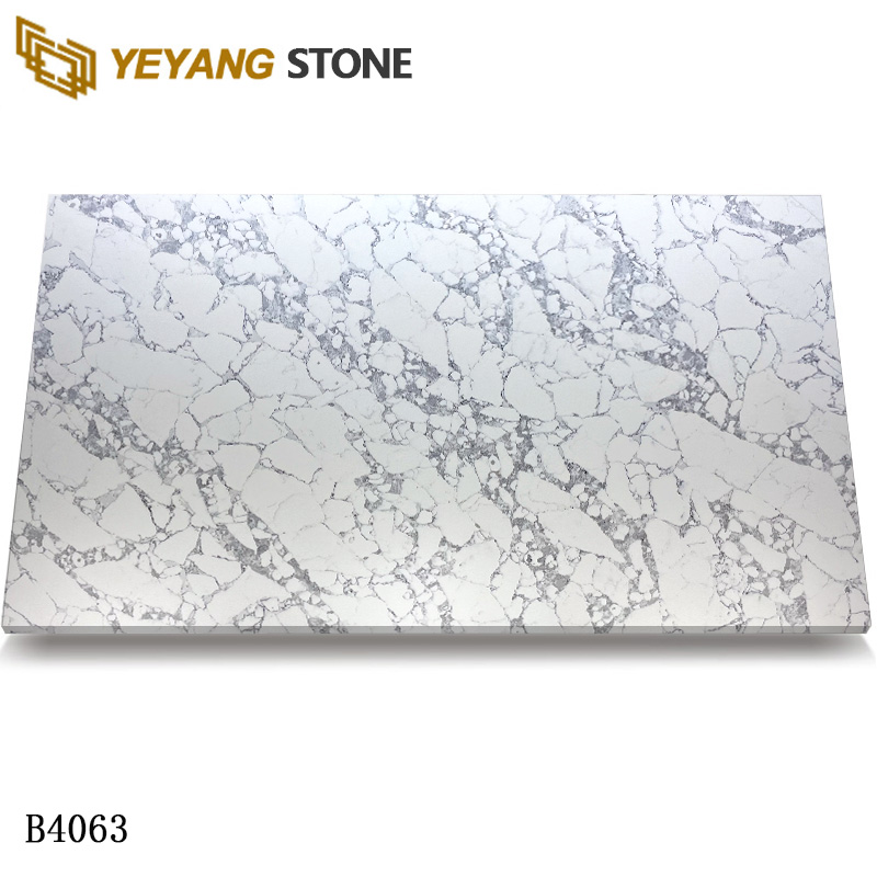 Arabescato Marble-Look Quartz Slabs for Calacatta White Quartz Countertop