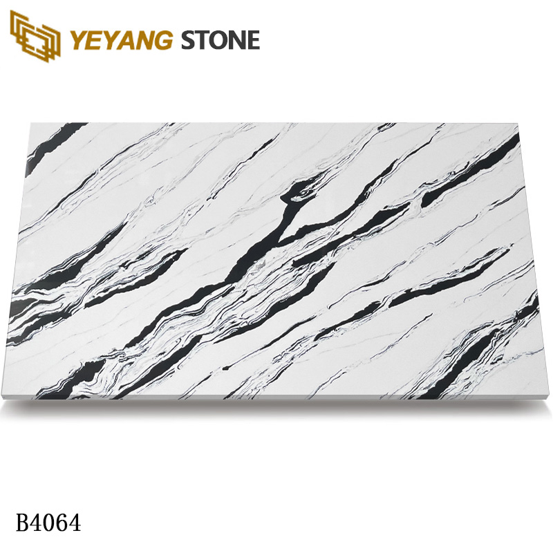 Calacatta White Quartz Slab Panda White Quartz Countertop