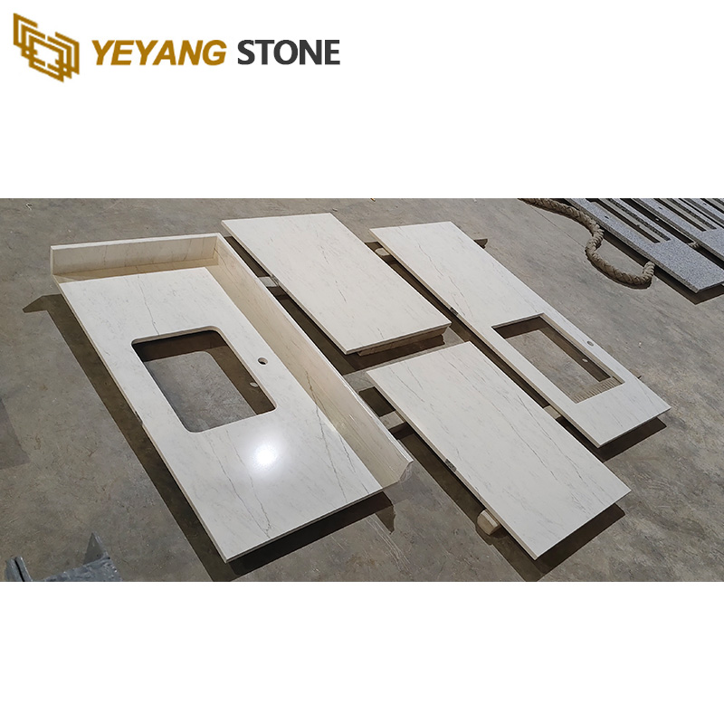 Calacatta White Quartz Linear Veins Quartz Kitchen Countertops