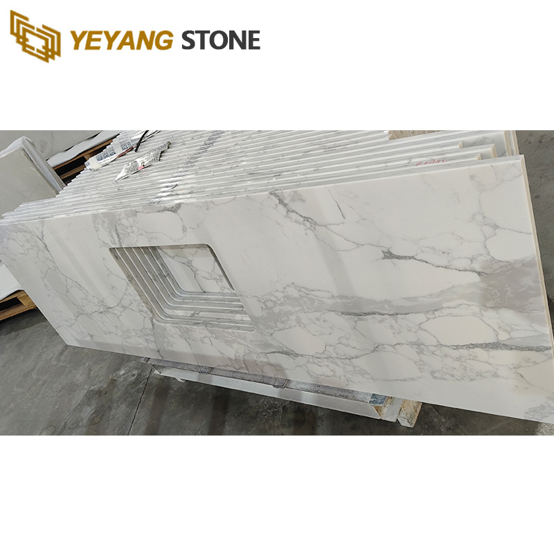 Statuario White Cut-to-Size Quartz Kitchen Countertops